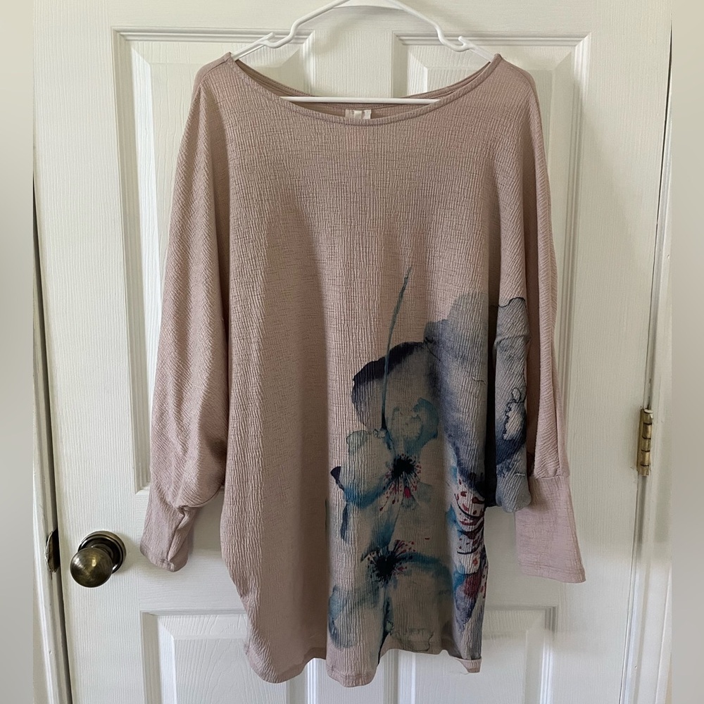 42Pops Blush Taupe Textured Blouse